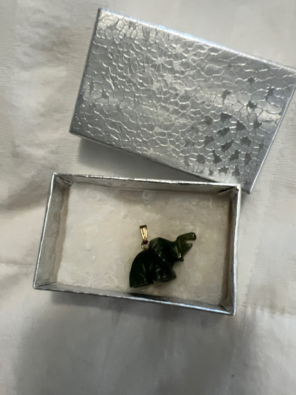 Gold Bail Dark Green Jade Elephant Jade Pendant Necklace